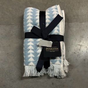 2 Pc Pendleton Sundown Light Blue White Fingertip Tip Towels Towel Aztec